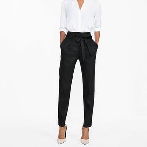 Express Black High Rise Paper Bag Ankle Pant
